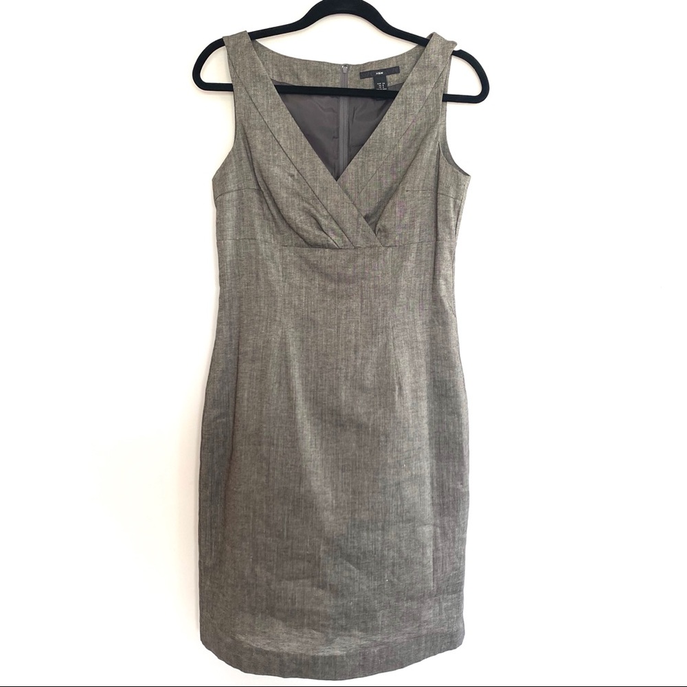 H&M faux wrap shift dress Gray sz 8